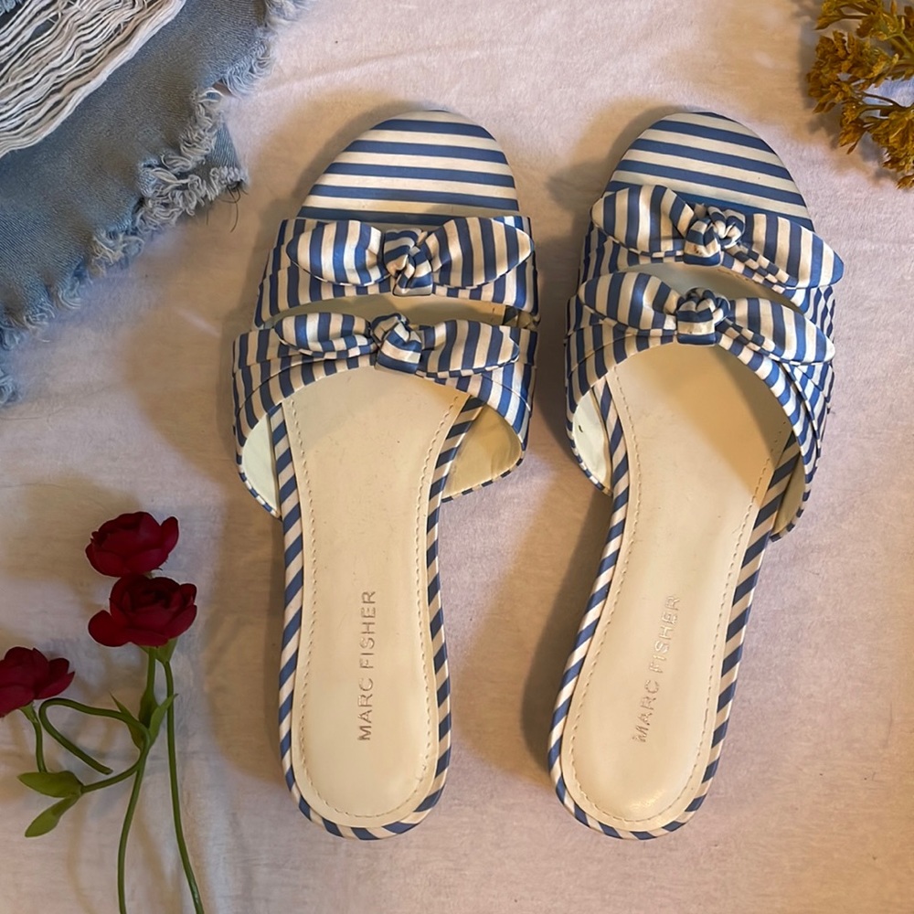 Marc Fisher Blue Beach Bow Sandals